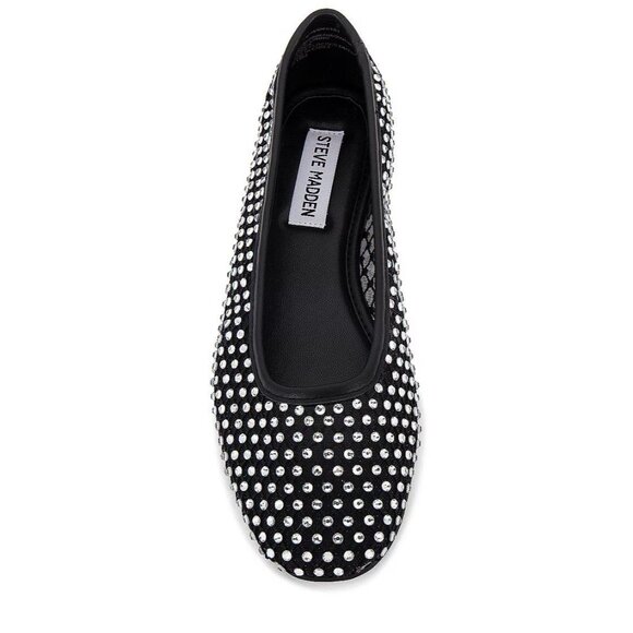 Steve Madden Womens Auden Ballet Flats in Black 8 with box Rhinestone Shoes - Picture 2 of 15